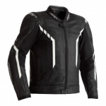RST AXIS CE MENS LEATHER JACKET - BLACK, BLACK AND WHITE